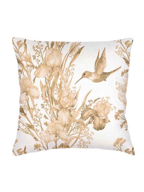 Hummingbird Garden Linen Pillow with Down Insert