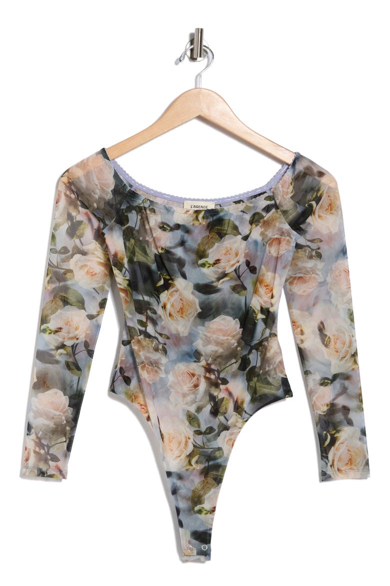 Peonie Off the Shoulder Bodysuit, Alternate, color, MULTI DISTRESSED FLORAL