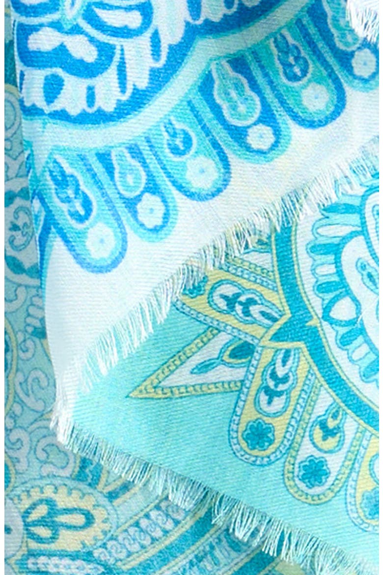 Patchwork Tile Scarf, Alternate, color, AQUA