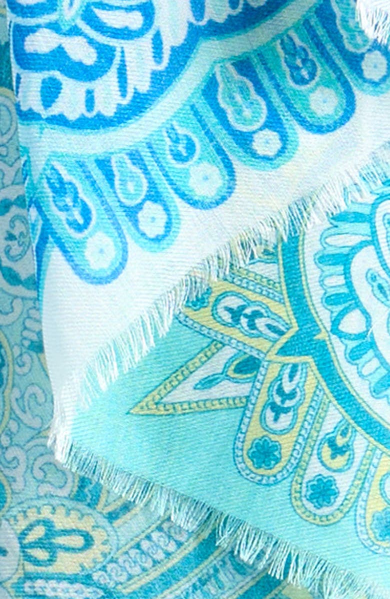 Echo Patchwork Tile Scarf, Alternate, color, Aqua