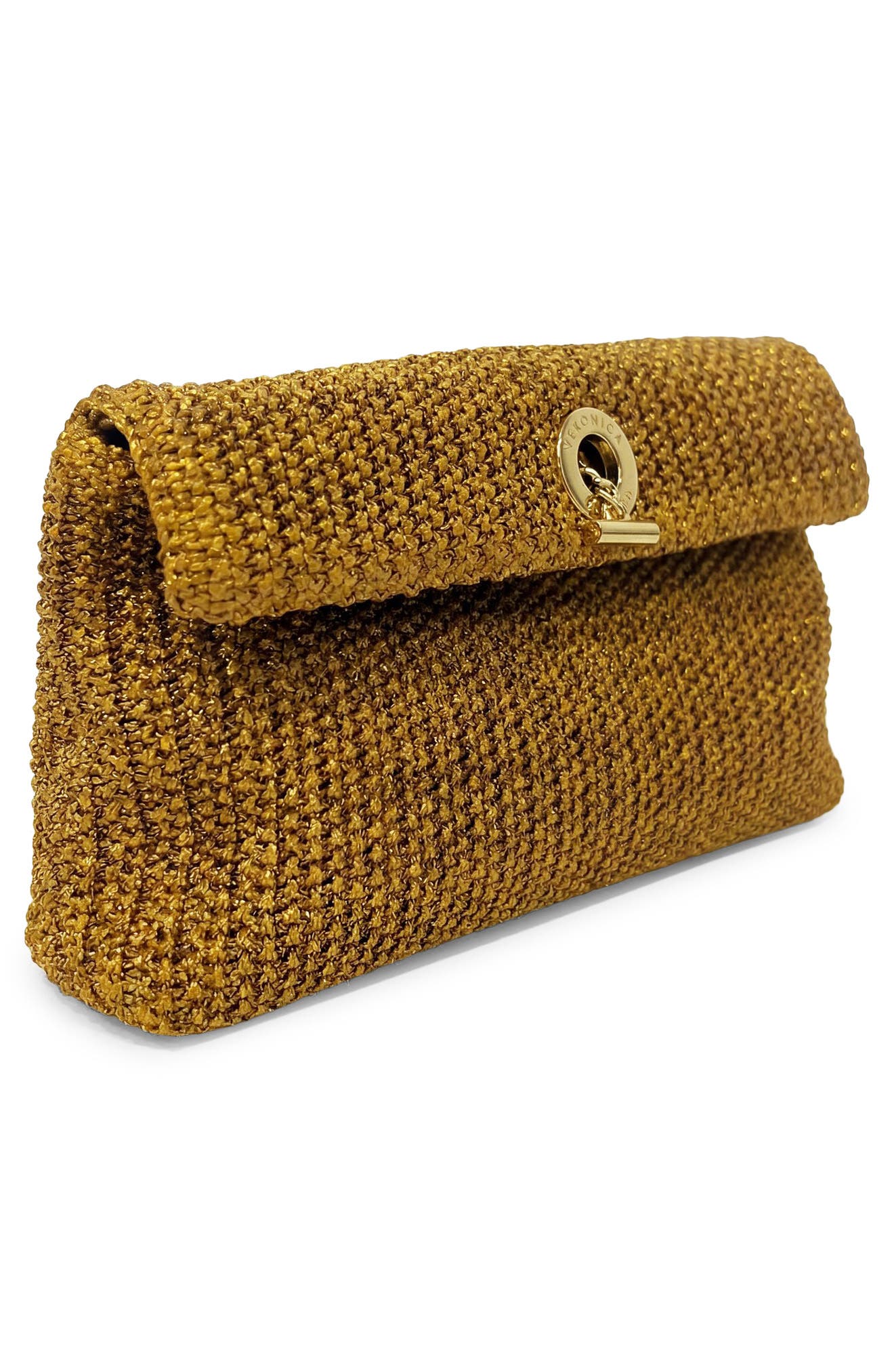 Veronica Beard Anchor Raffia Clutch, Alternate, color, Gold