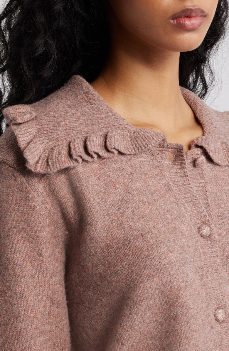 Petal & Pup Carmello Frill Collar Cardigan, Alternate, color, Mocha
