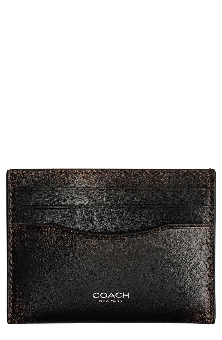 COACH Loved Leather Card Case, Main, color, Black