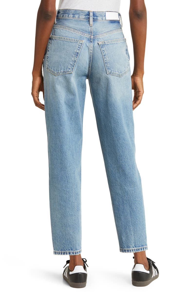 Re/Done High Waist Tapered Nonstretch Jeans, Alternate, color, Favorite Bleu