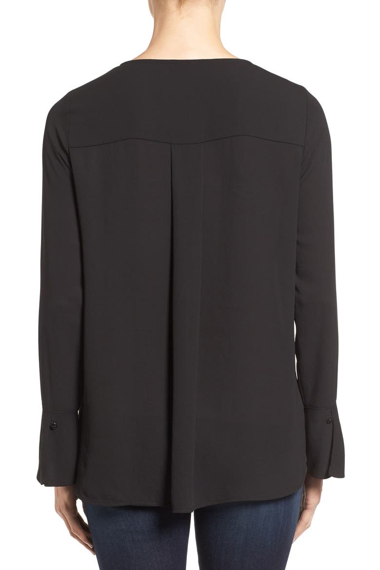 Bell Cuff High/Low Blouse, Alternate, color, BLACK