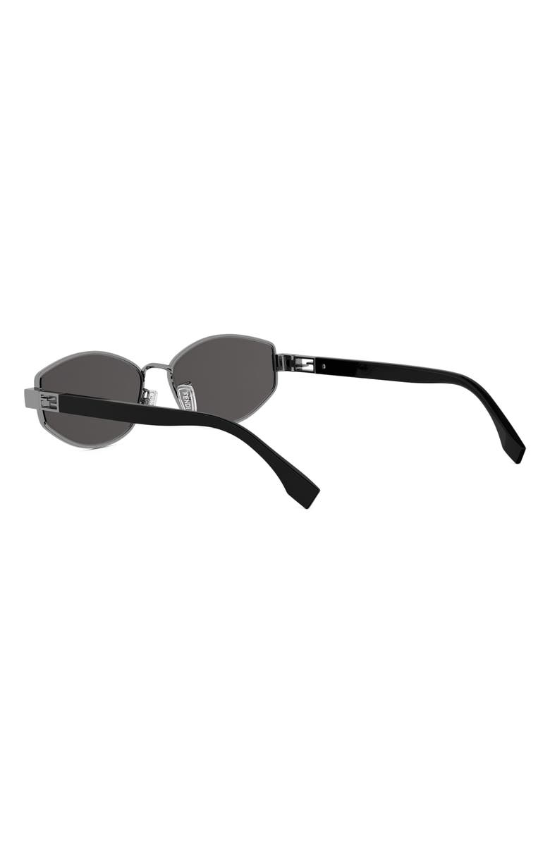 Fendi Baguette 56mm Geometric Sunglasses, Alternate, color, Shiny Light Ruthenium / Smoke
