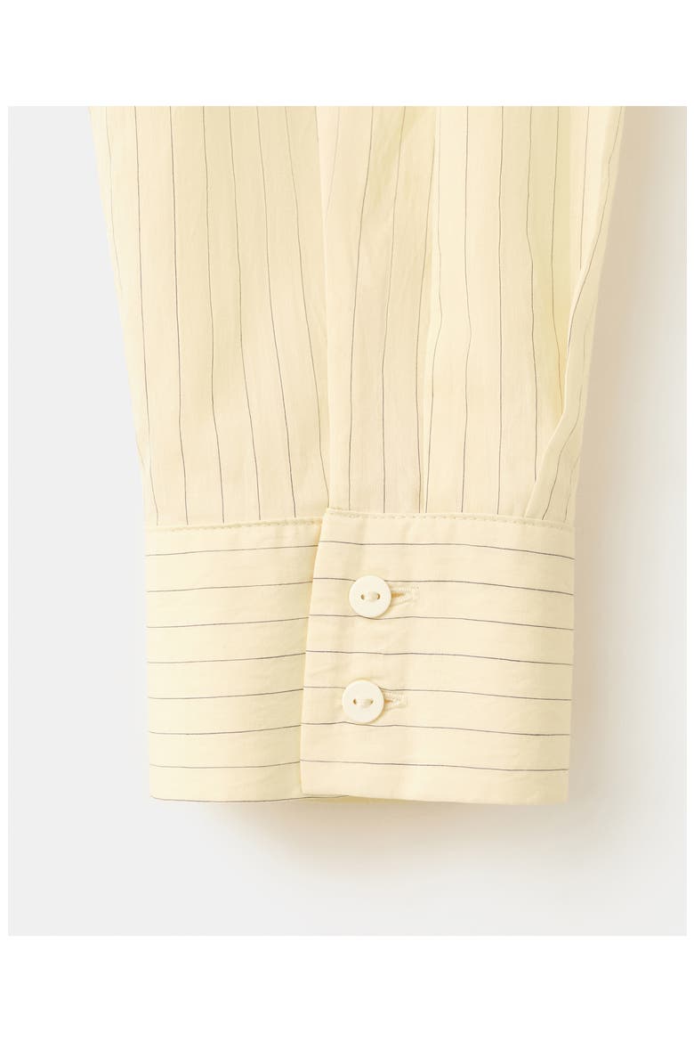 Stripe Tie Waist Cotton Blend Button-Up Shirt, Alternate, color, PASTEL YELLOW