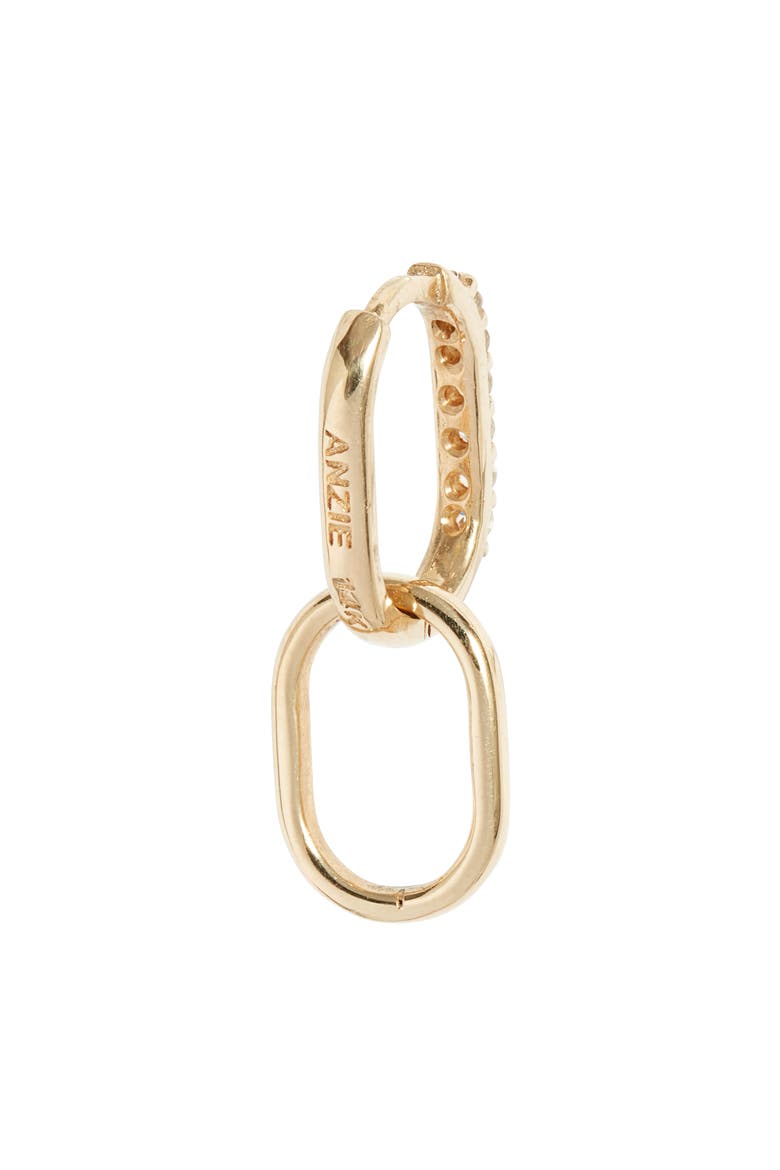 Diamond Pavé Paper Clip Hoop Earrings, Alternate, color, YELLOW GOLD