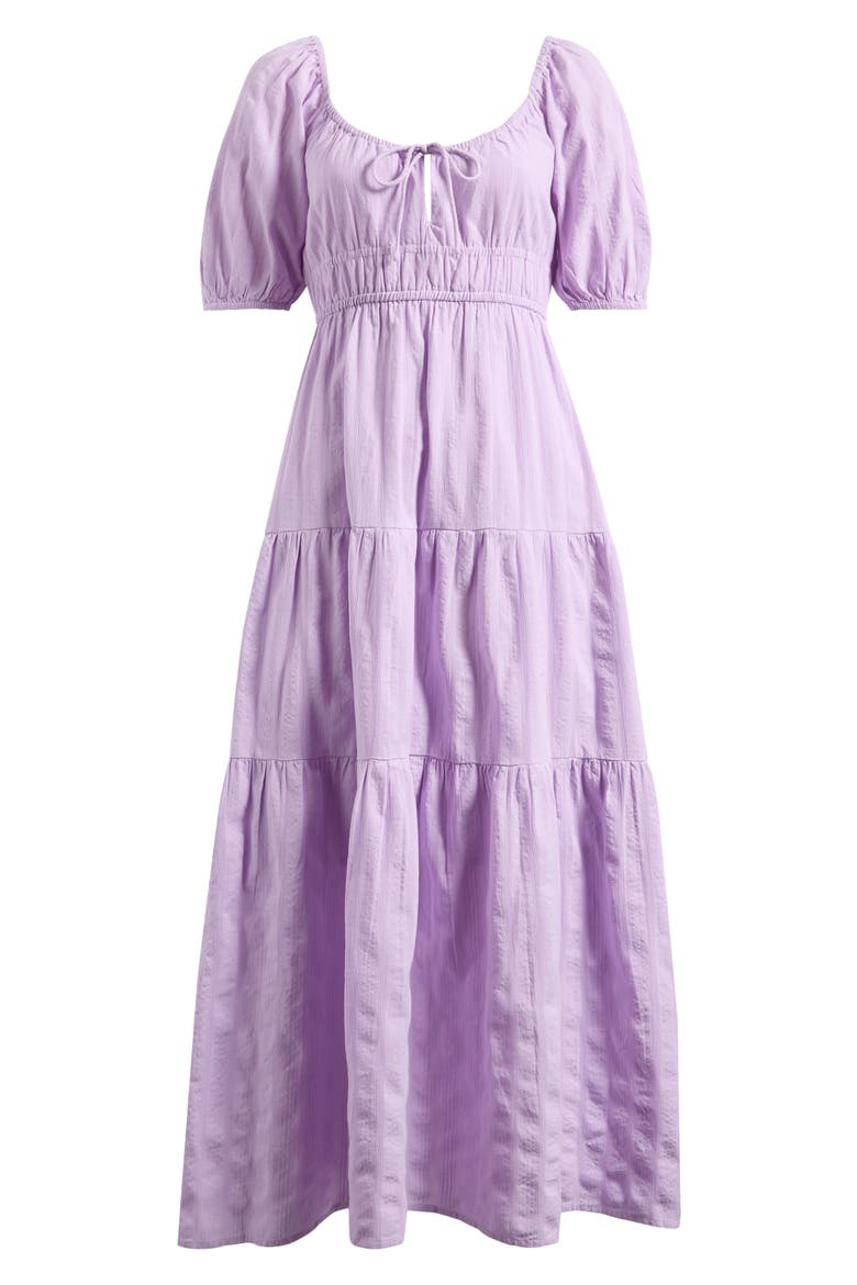 Lilac Lover Textured Stripe Tiered Cotton Maxi Dress, Alternate, color, PEACEFUL LILAC