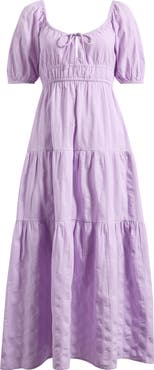 Billabong Lilac Lover Textured Stripe Tiered Cotton Maxi Dress