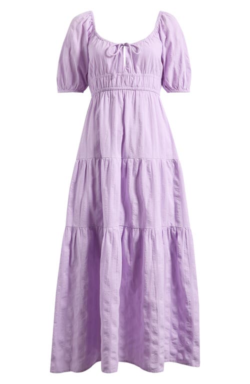 Billabong Lilac Lover Textured Stripe Tiered Cotton Maxi Dress In Peaceful Lilac