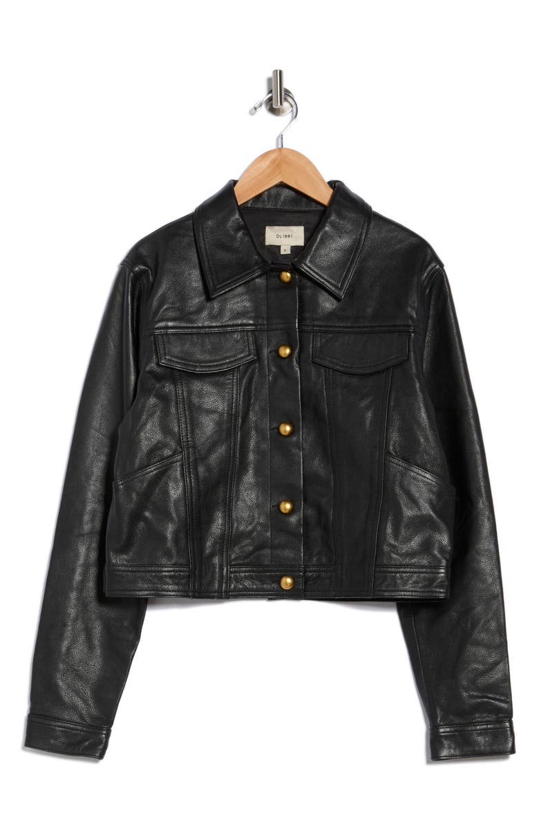 DL1961 Vika Leather Jacket, Alternate, color, Obsidian