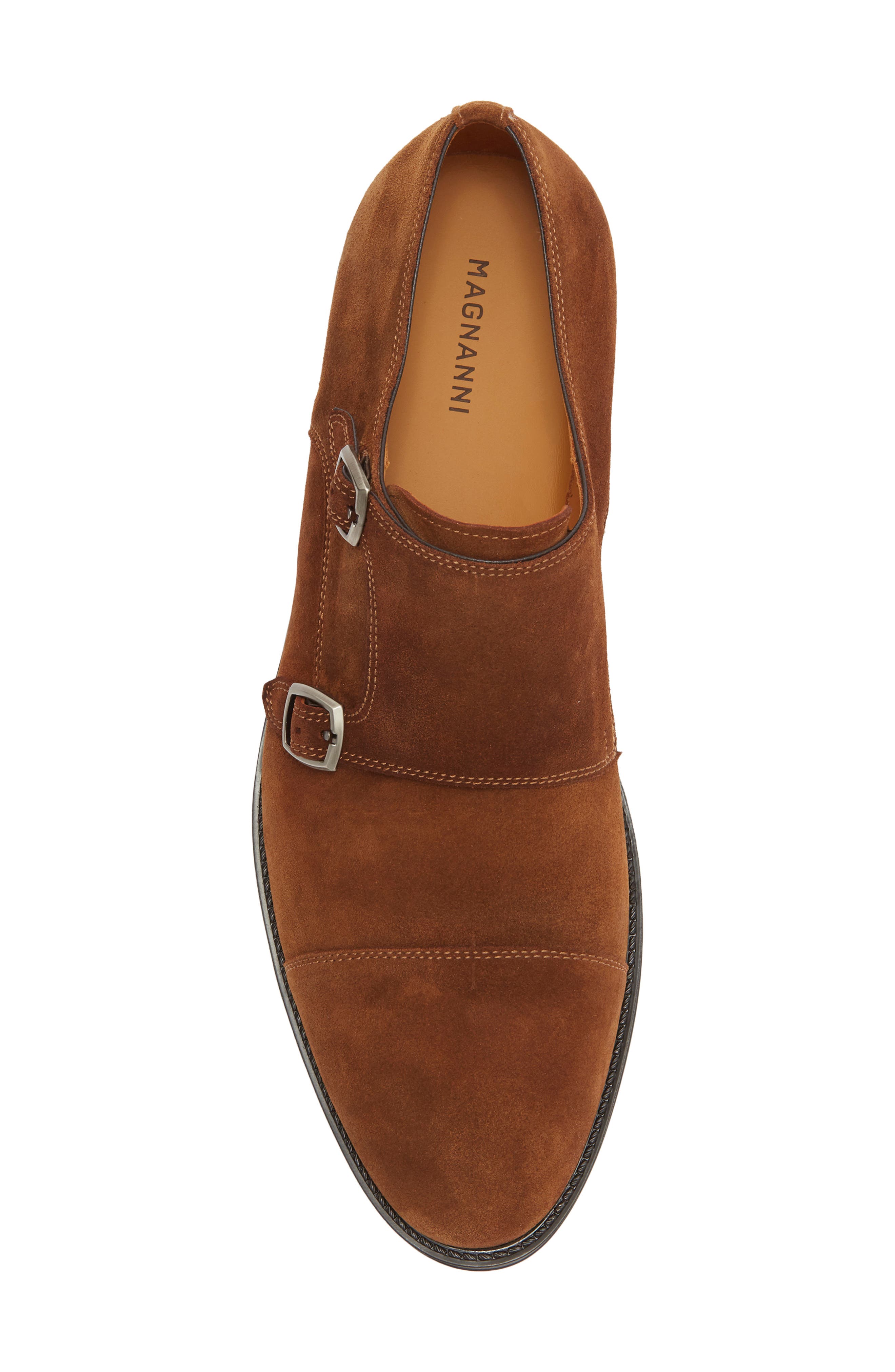 Magnanni Franklyn Monk Strap Shoe, Alternate, color, Cognac Suede