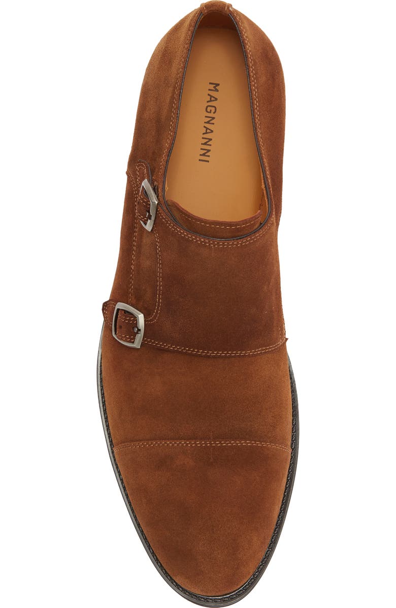 Magnanni Franklyn Monk Strap Shoe, Alternate, color, Cognac Suede