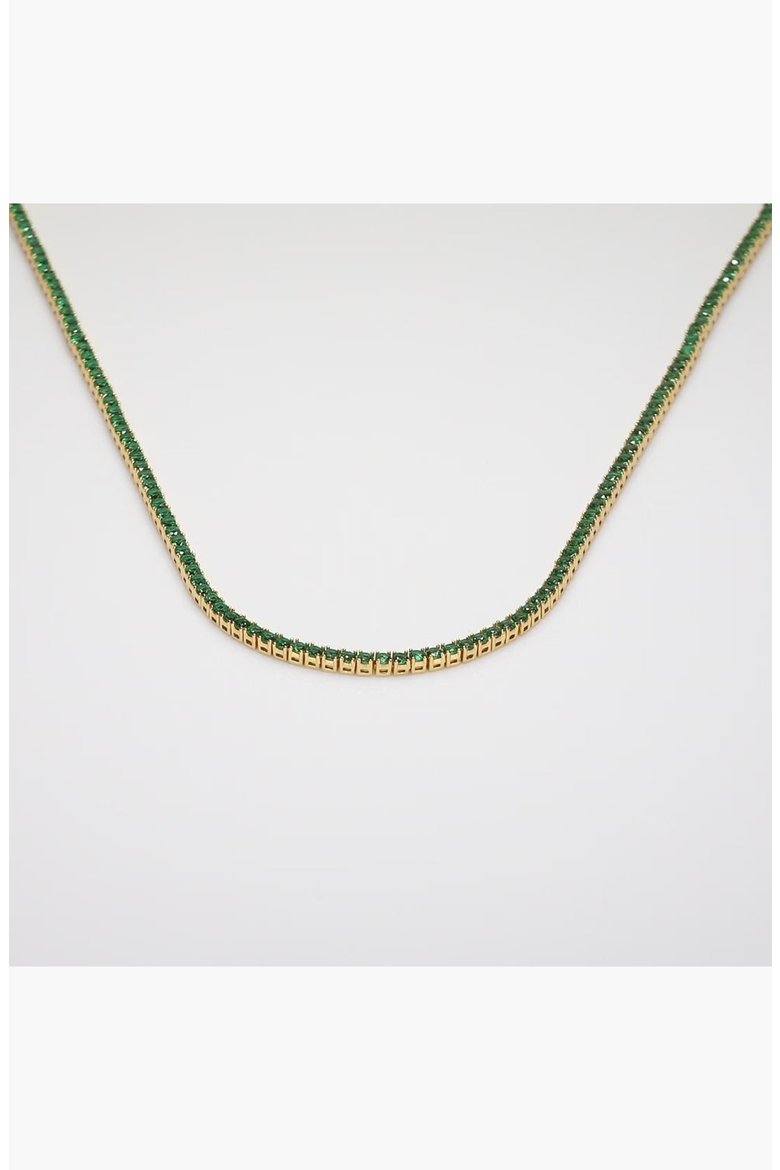 Lab Grown Green Emerald Tennis Necklace, Alternate, color, Green Emerald