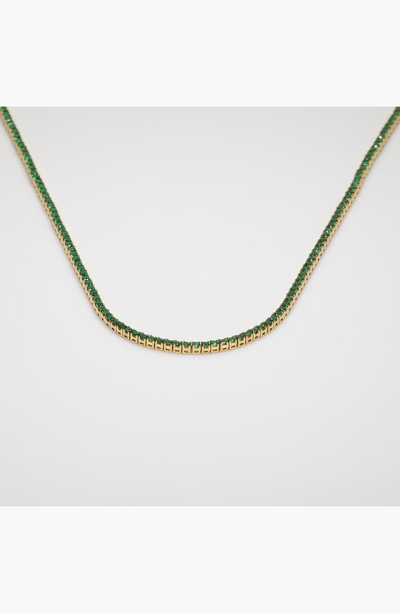 Aurate New York Lab Grown Green Emerald Tennis Necklace, Alternate, color, Green Emerald