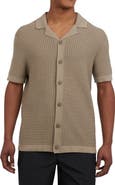 DKNY SPORTSWEAR Cotton Grid Knit Camp Shirt
