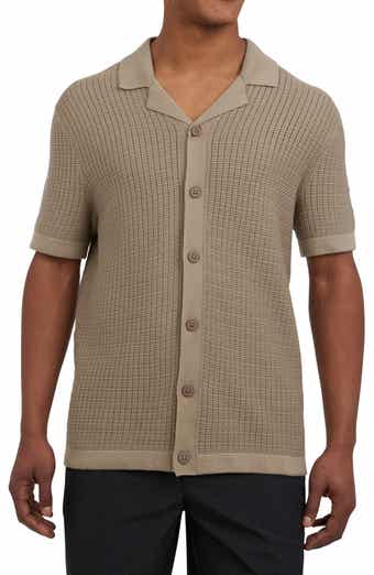 DKNY SPORTSWEAR Cotton Grid Knit Camp Shirt