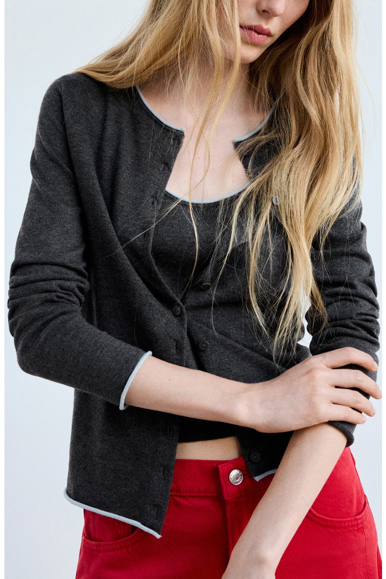 Button Front Cardigan, Main, color, GREY