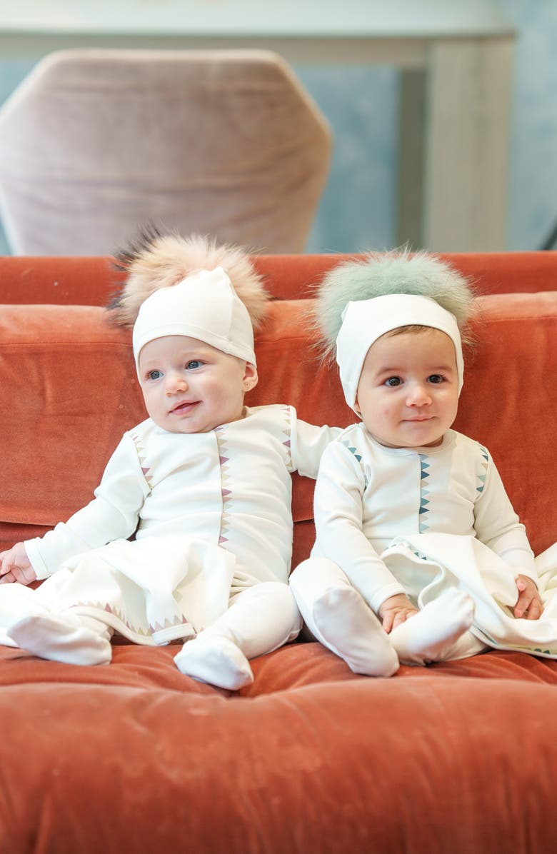 Manière Triangle Print Cotton Blend Footie, Alternate, color, White Girls