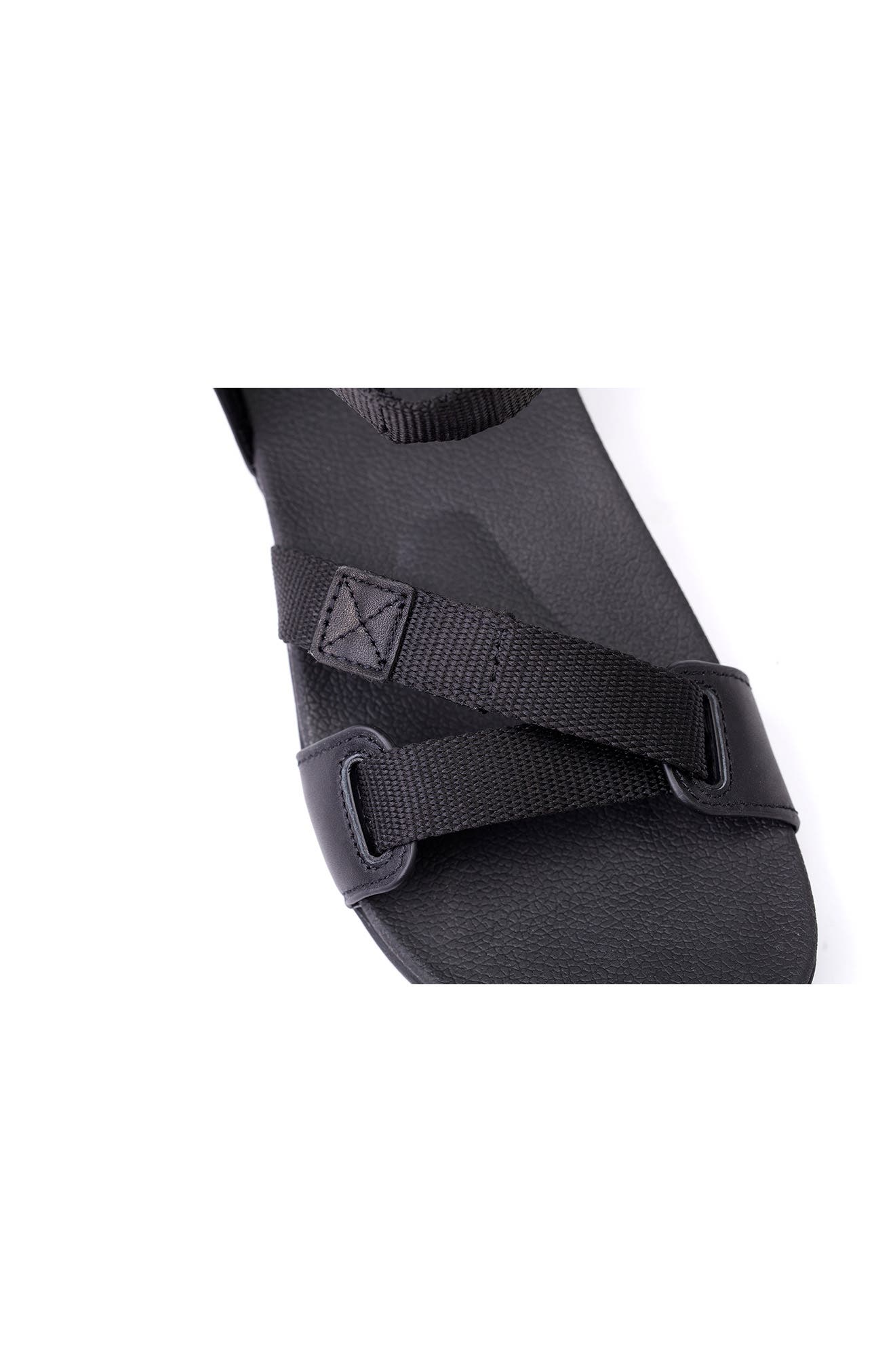 Webbed Orthotic Leather Sandal, Alternate, color, BLACK / BLACK