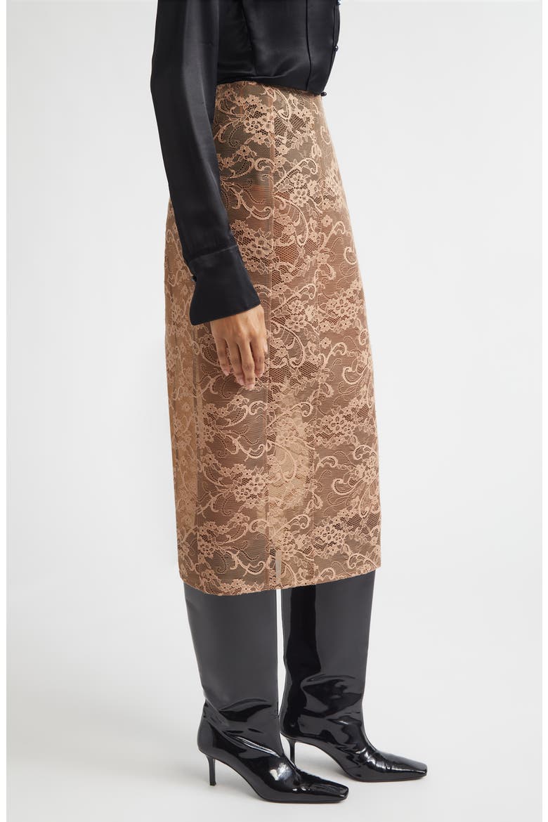 Icasso Sheer Lace Midi Skirt, Alternate, color, BRONZE BROWN