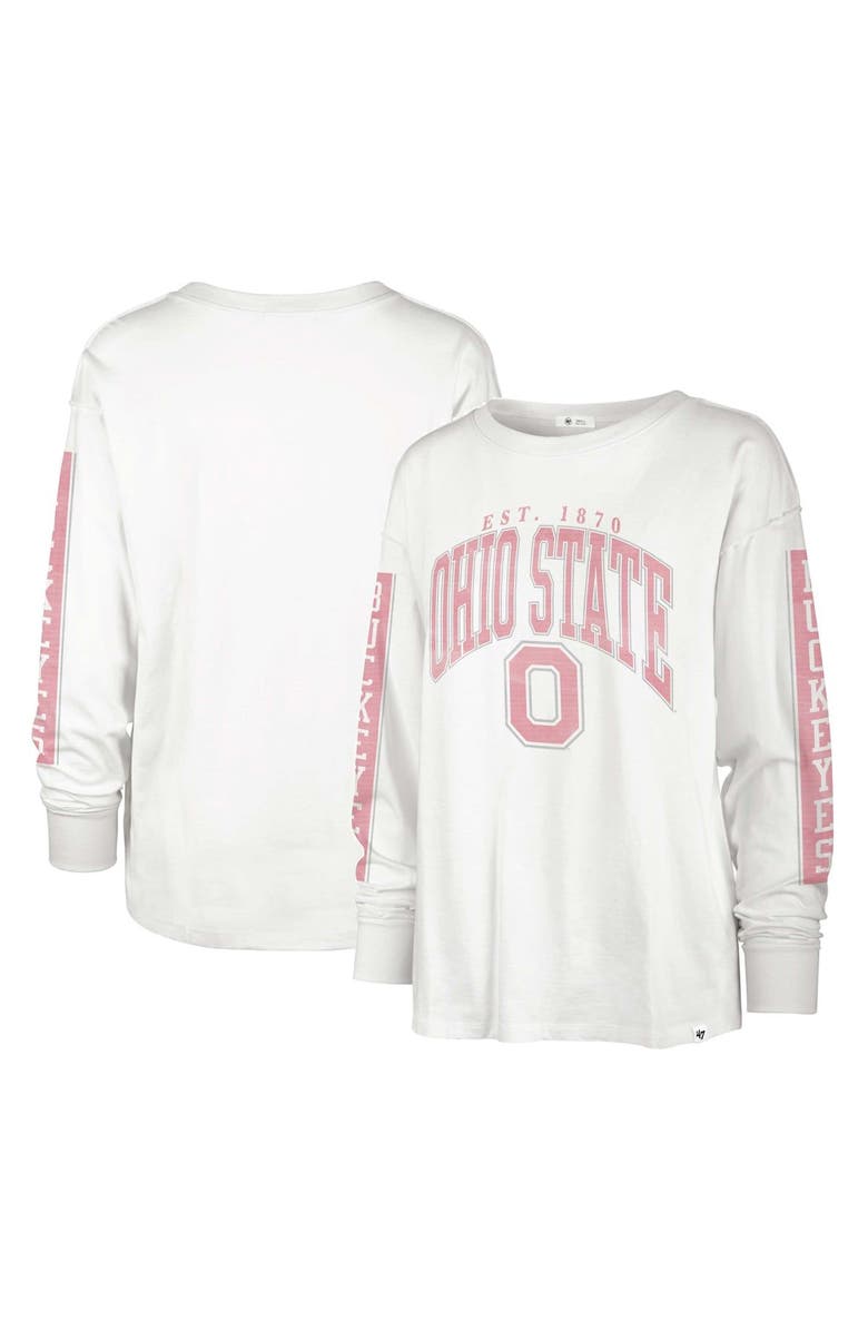 '47 Women's '47 Cream Ohio State Buckeyes Statement SOA 3-Hit Long Sleeve T-Shirt, Main, color, 