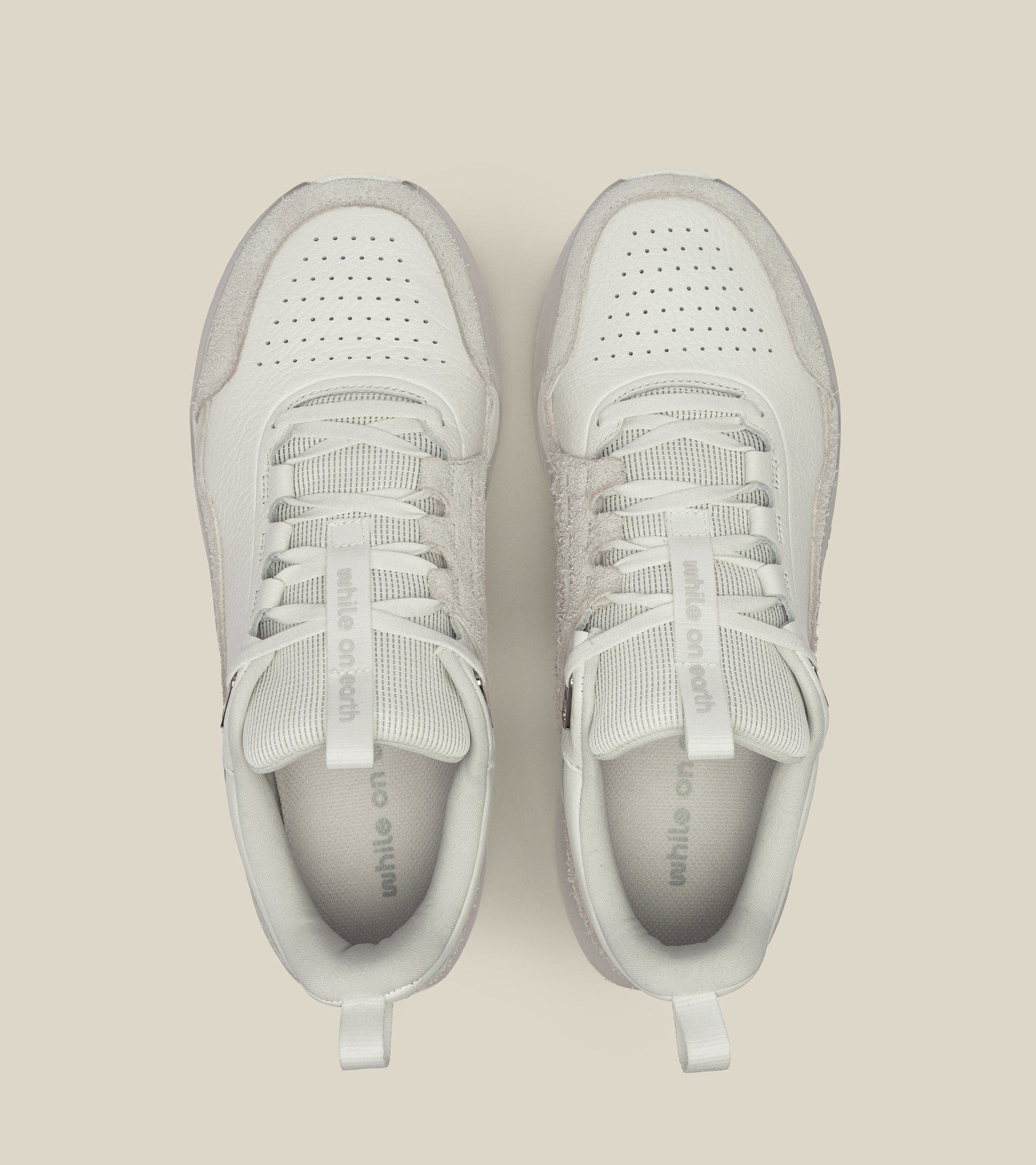 Leather Trainer, Alternate, color, White