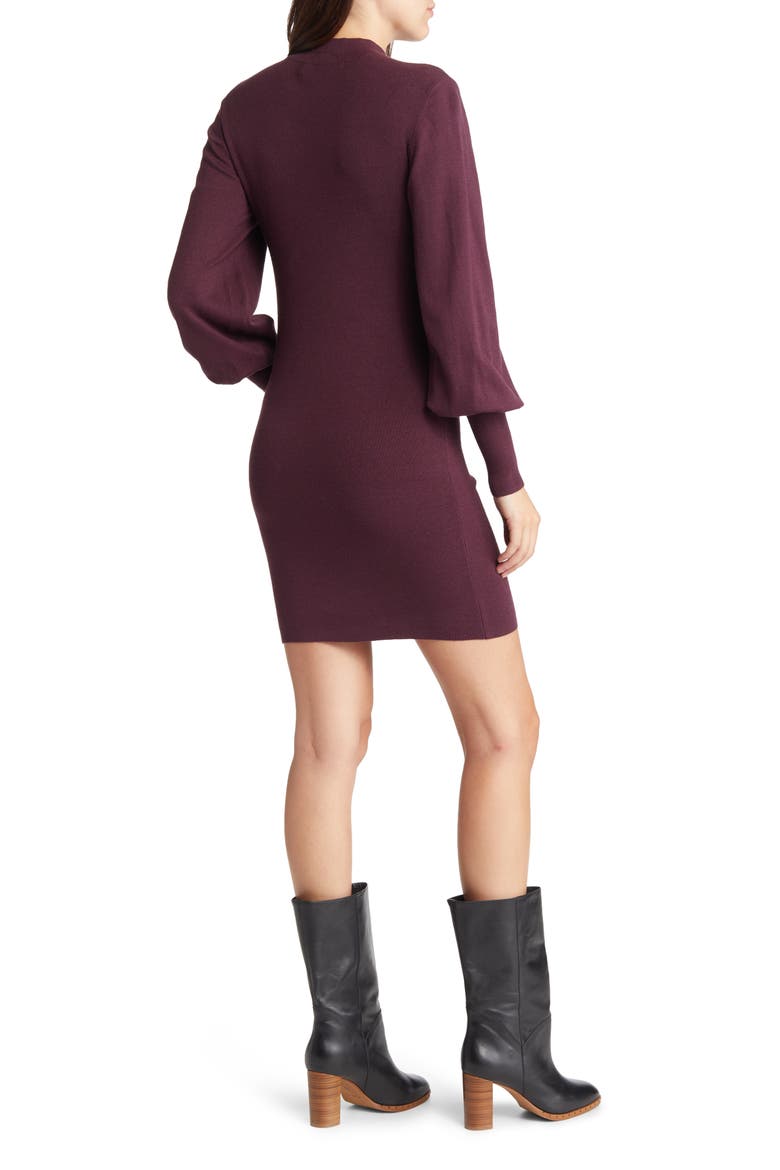 Holly Karris Blouson Sleeve Sweater Dress, Alternate, color, WINETASTING