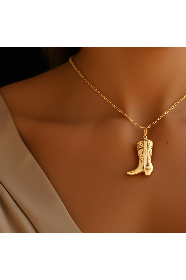 Give Em The Boot Gold Charm Necklace, Alternate, color, Gold