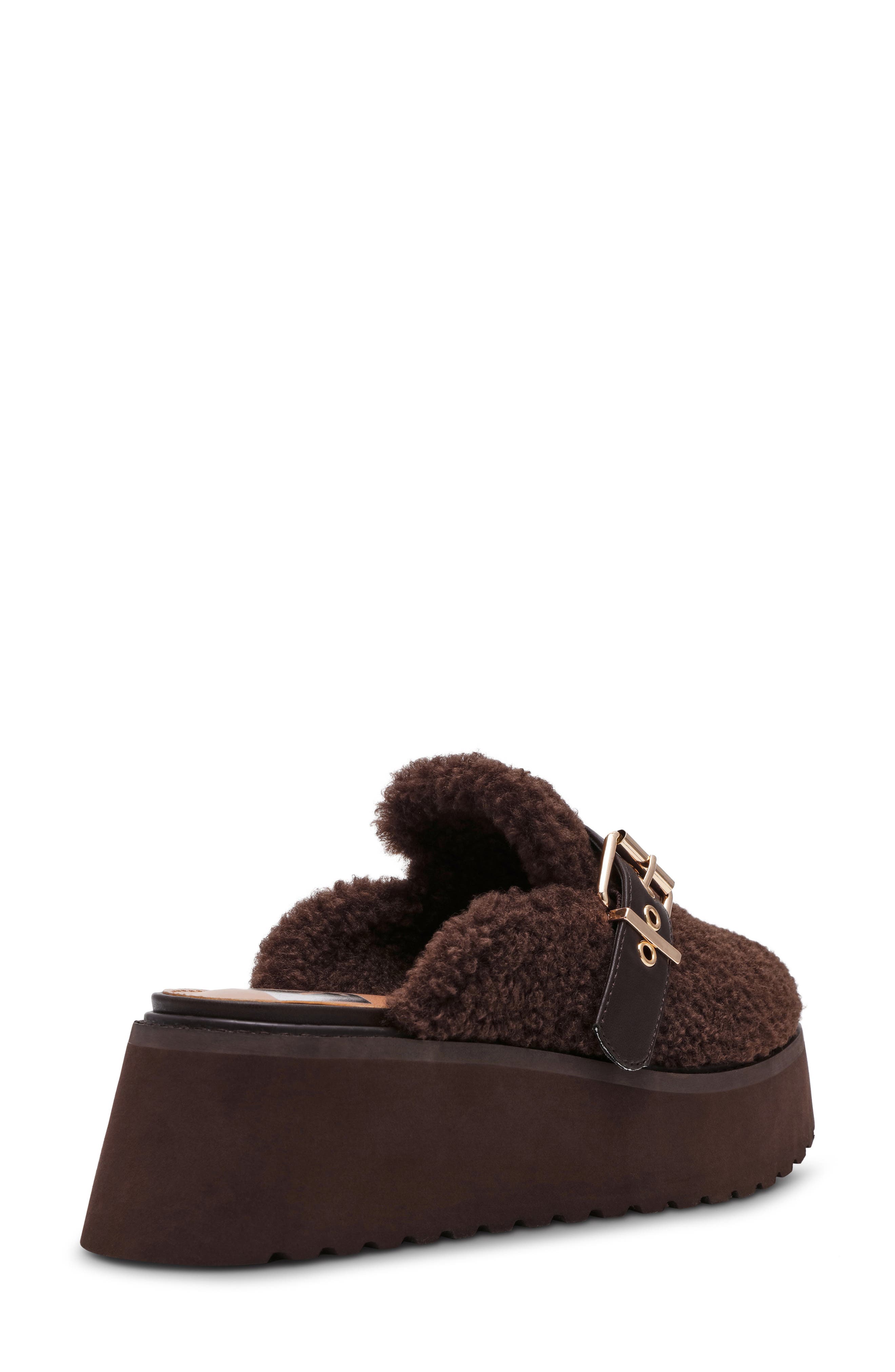 DV by Dolce Vita Cozy Faux Shearling Platform Clog, Alternate, color, Brown