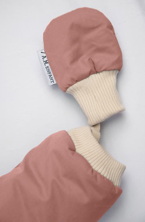7 A.m. Enfant Benji Water Repellent Hooded Snowsuit With Attached Mittens In Pink