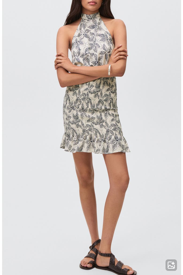 Floral Print Halter Dress, Main, color, OFF WHITE