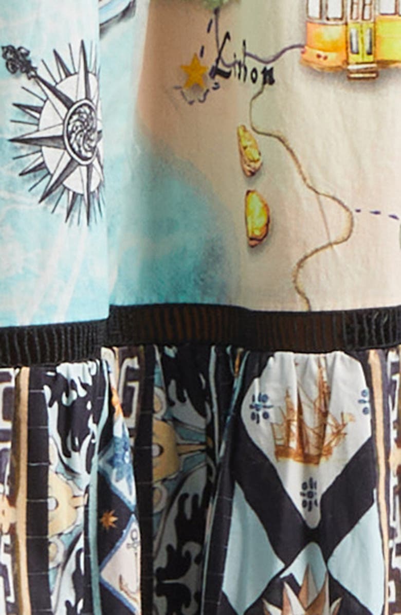 Camilla Folk Afloat Tiered Organic Cotton Maxi Sundress, Alternate, color, Folk Afloat