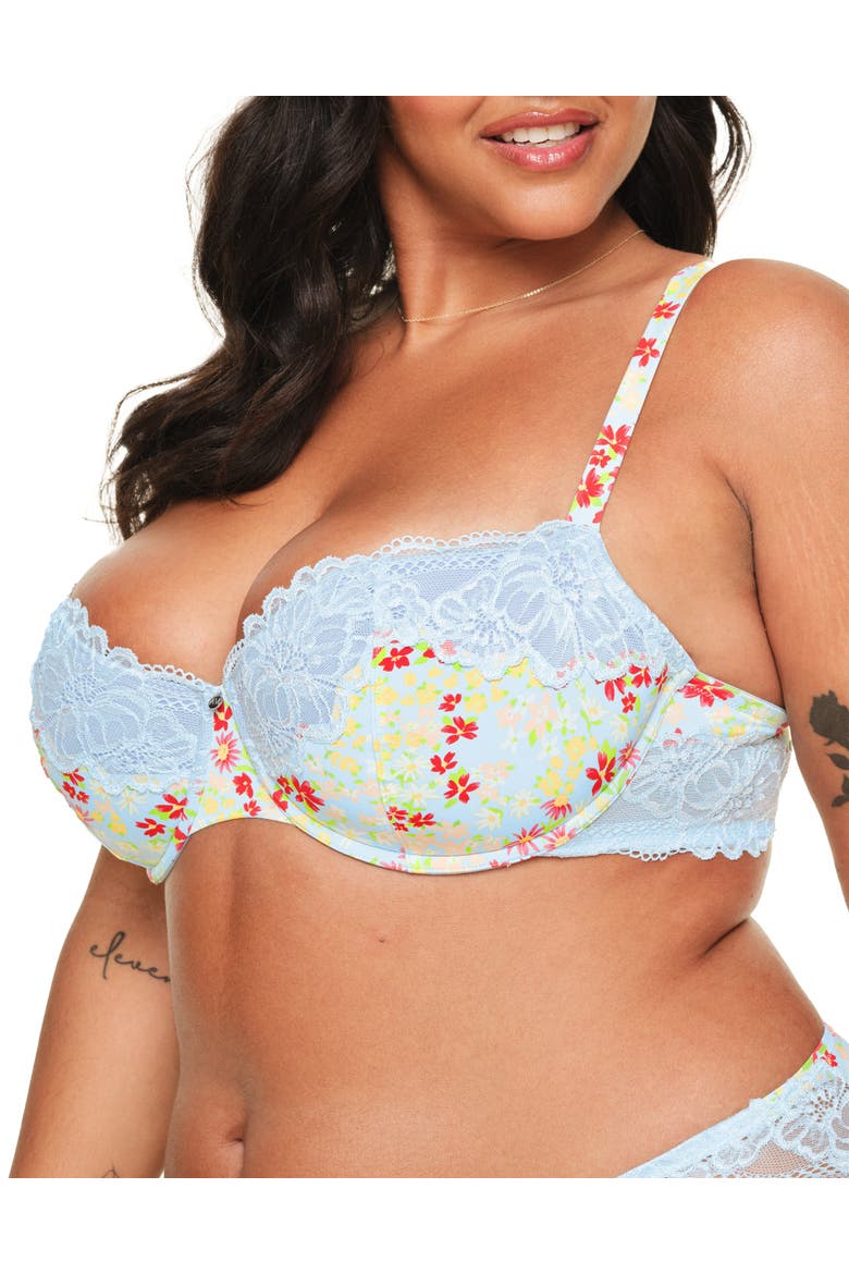 Mathilda Contour Balconette Bra, Alternate, color, Ditsy blue