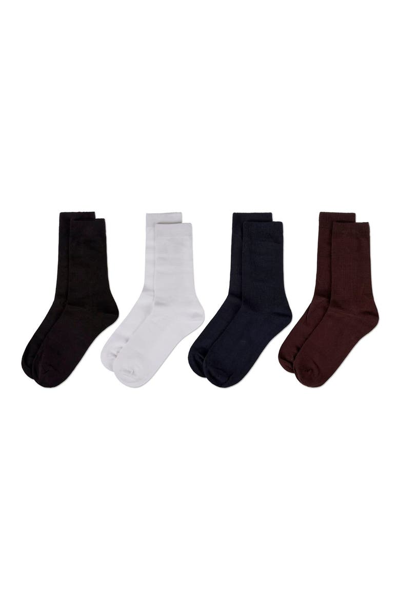 Assorted 4-Pack Crew Socks, Alternate, color, BLACK/ WHITE/ BROWN/ BLUE