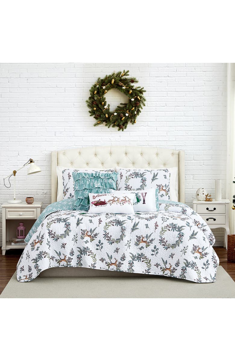 SOUTHSHORE FINE LINENS Happy Holidays Quilt Set, Alternate, color, Happy Holidays