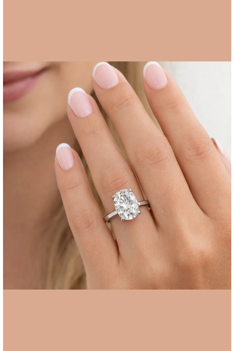 Elena Oval Moissanite Solitaire Vermeil Ring, Alternate, color, Silver
