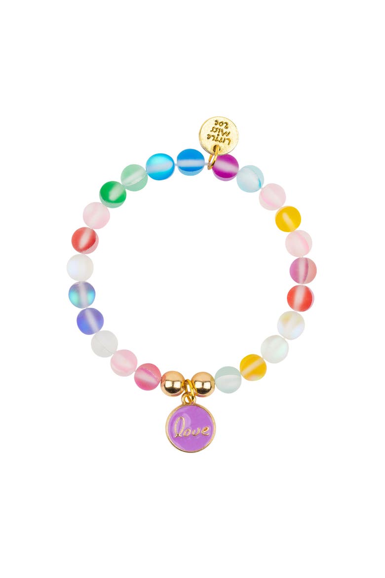 Love Glass Moonstone and Delicate Gold Bracelet Set, Alternate, color, Rainbow