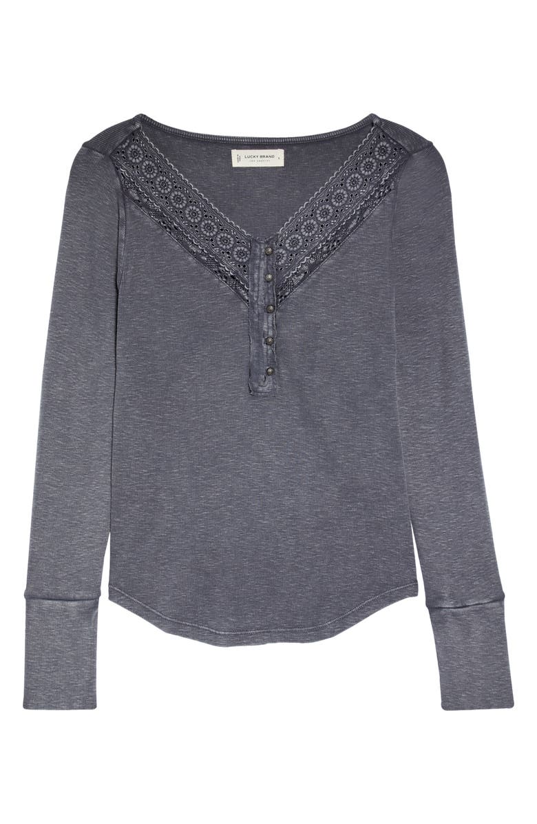 Lucky Brand Lace Trim Rib Henley, Alternate, color, 