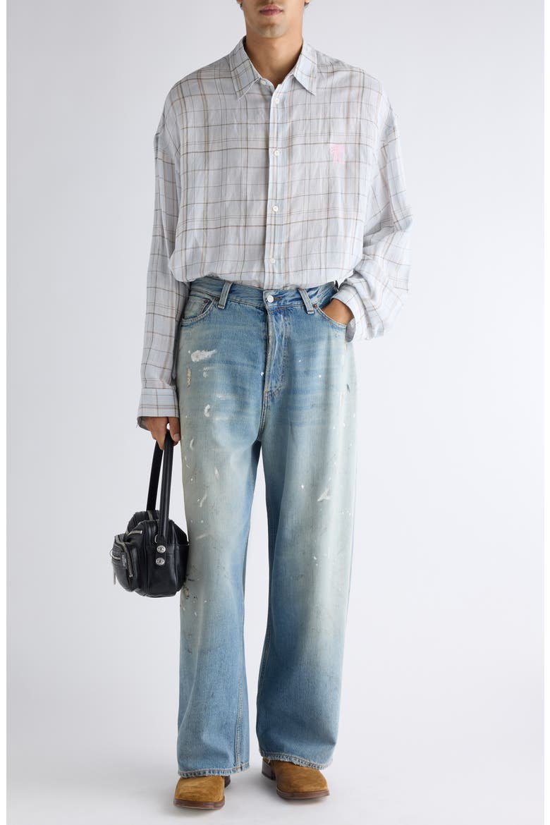Setar Plaid Button-Up Shirt, Alternate, color, GREY/ PINK