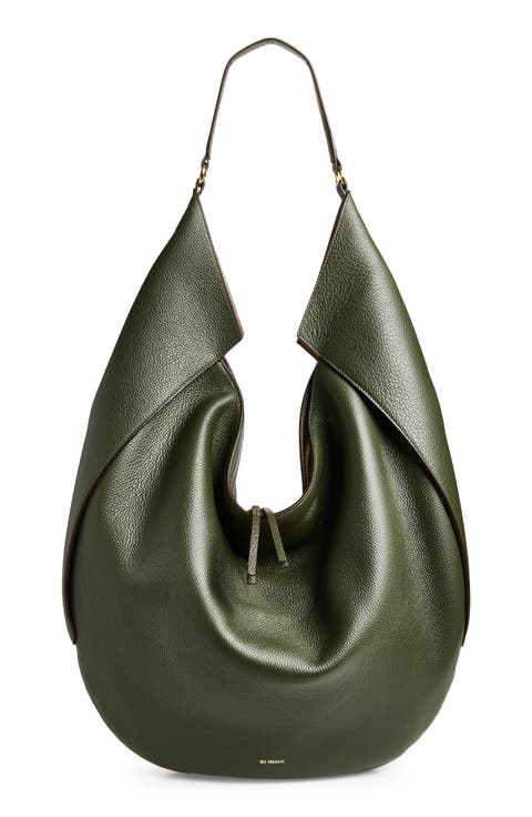 Large Riva Pebbled Leather Hobo Bag