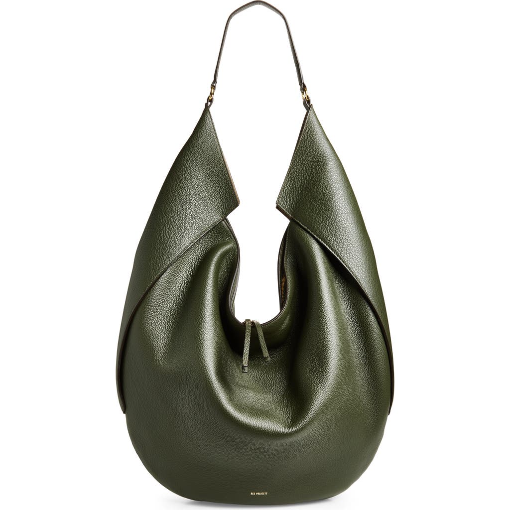 Ree Projects Large Riva Pebbled Leather Hobo Bag In Green