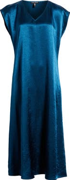 Eileen Fisher Crinkled Satin Dress