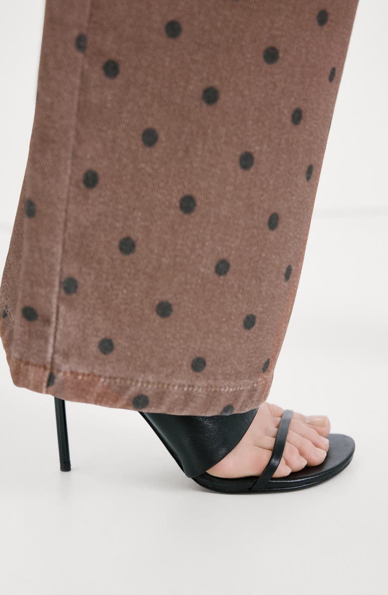 MANGO Polka Dot Straight Leg Jeans, Alternate, color, Chocolate