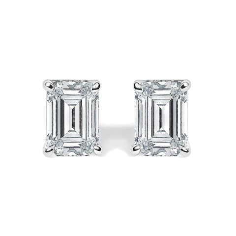 14k Gold 3/4 Cttw Lab Grown Emerald Cut Diamond Solitaire Stud Earrings