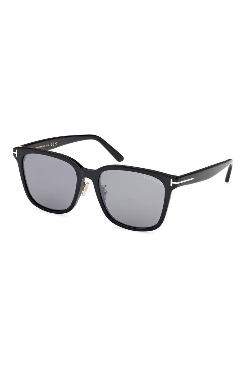 56mm Square Sunglasses, Alternate, color, SHINY BLACK / GRADIENT SMOKE