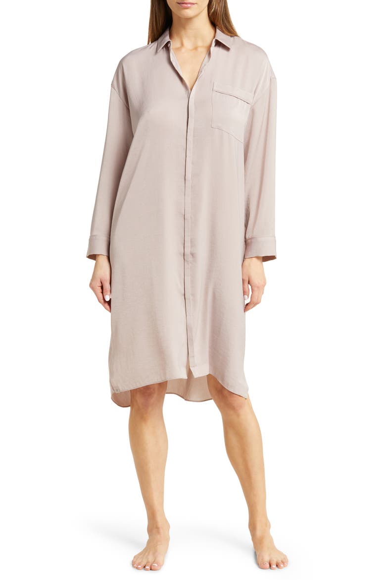 Satin Nightshirt, Main, color, FEATHER