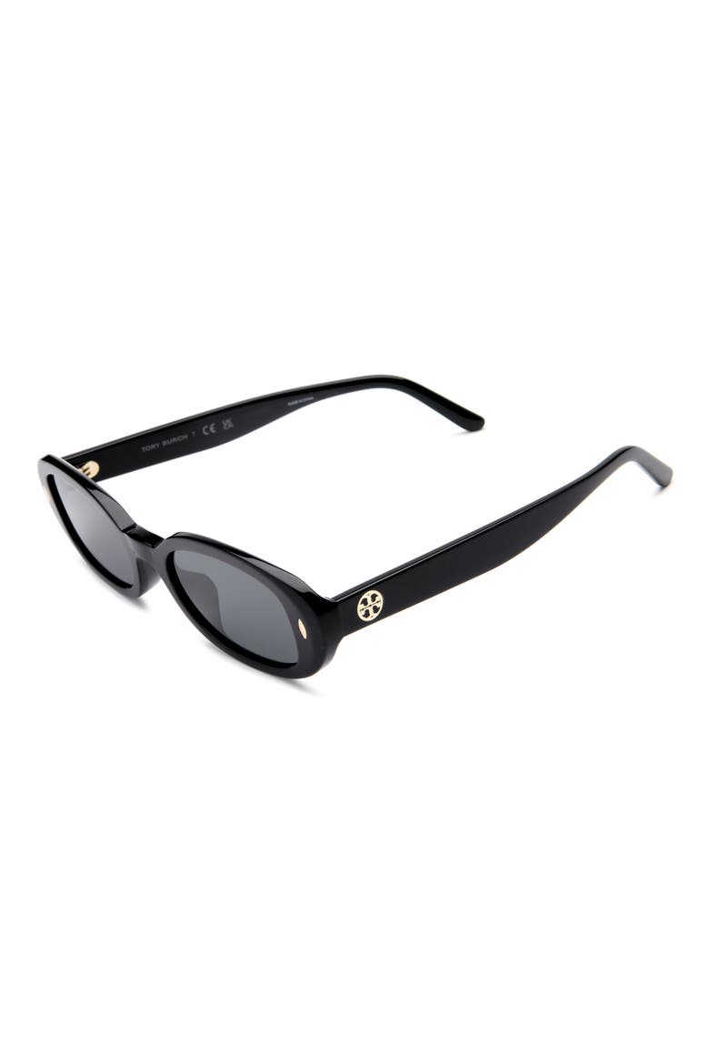 52mm Oval Sunglasses, Alternate, color, BLACK / DARK GREY