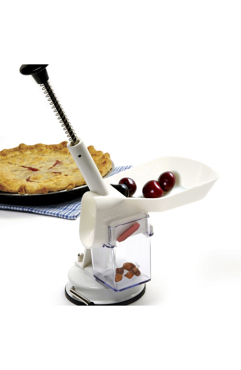 Norpro Deluxe Automatic Feed Cherry Pitter with Suction Base and Catch Hopper, Alternate, color, White